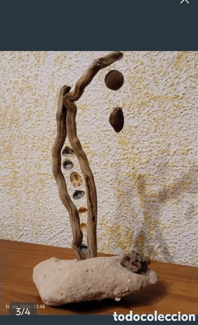 Artesan&iacute;a: Armon&iacute;a Marina &ndash; Escultura Artesanal con Madera de Deriva, Conchas Naturales y Piedra