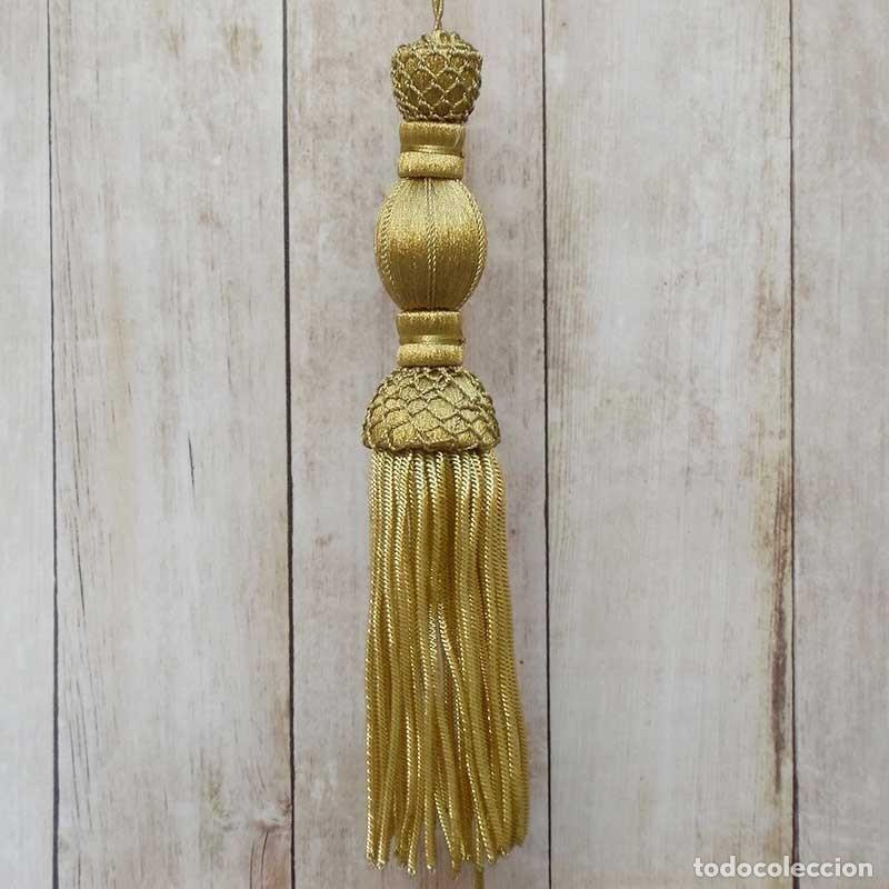 Kunsthandwerk: Borla de oro oscuro de 10 cm con fleco de canutillo de 10 cm