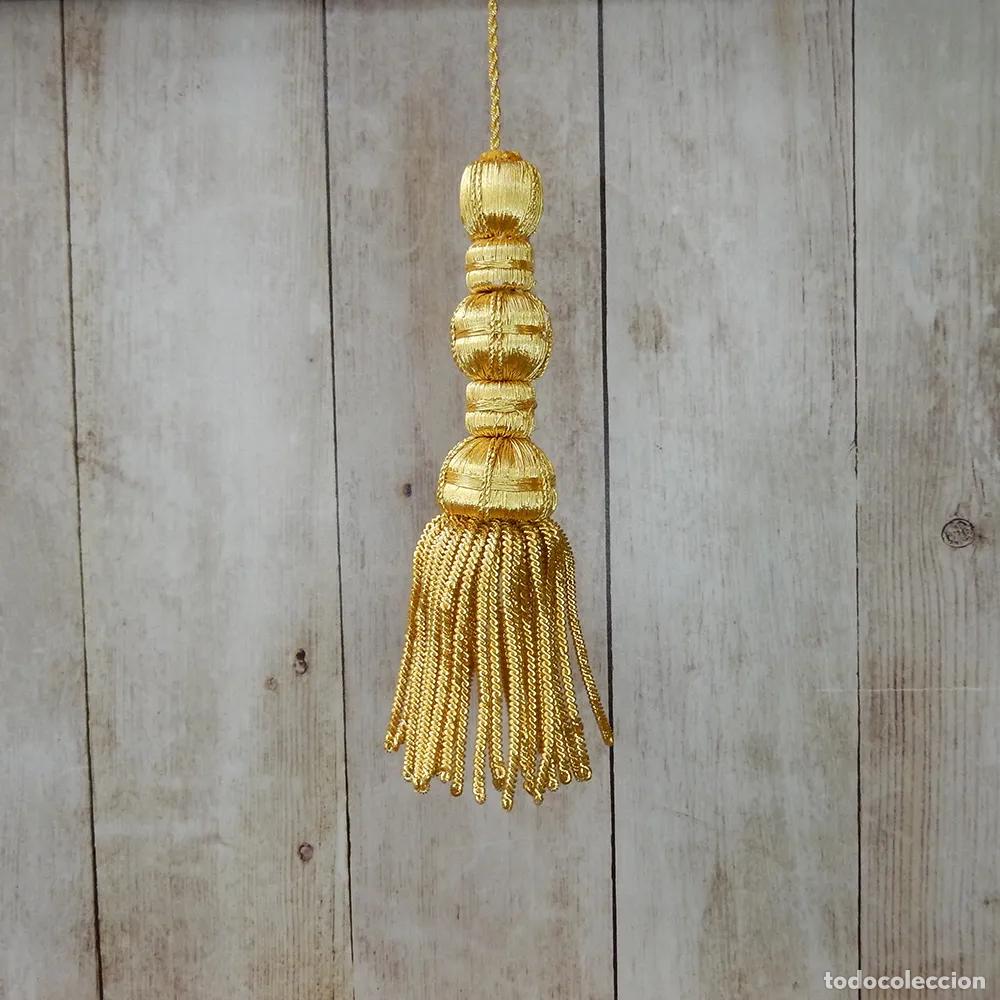 Artesan&iacute;a: Borla de oro con fleco canutillo 12 cm - Foto 2