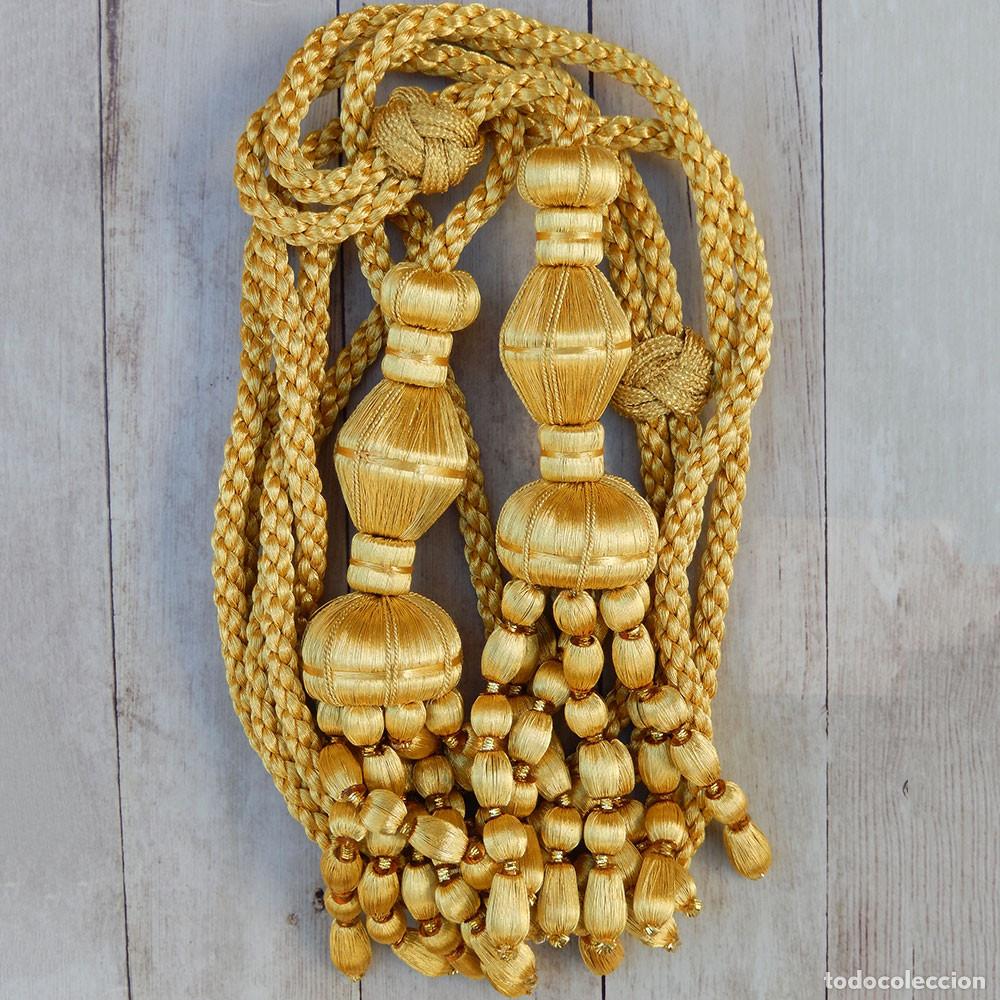 Kunsthandwerk: Cord&oacute;n de oro de 3 metros con borlas de oro y fleco de bellota 20 cm