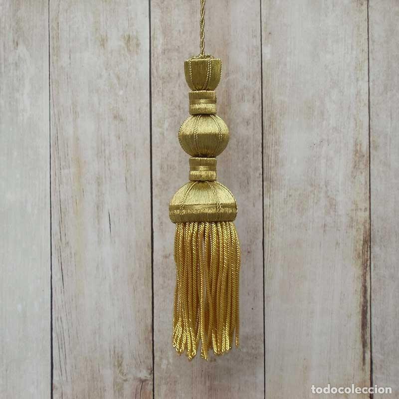 Kunsthandwerk: Borla de oro oscuro de 10 cm con fleco de canutillo de 8 cm