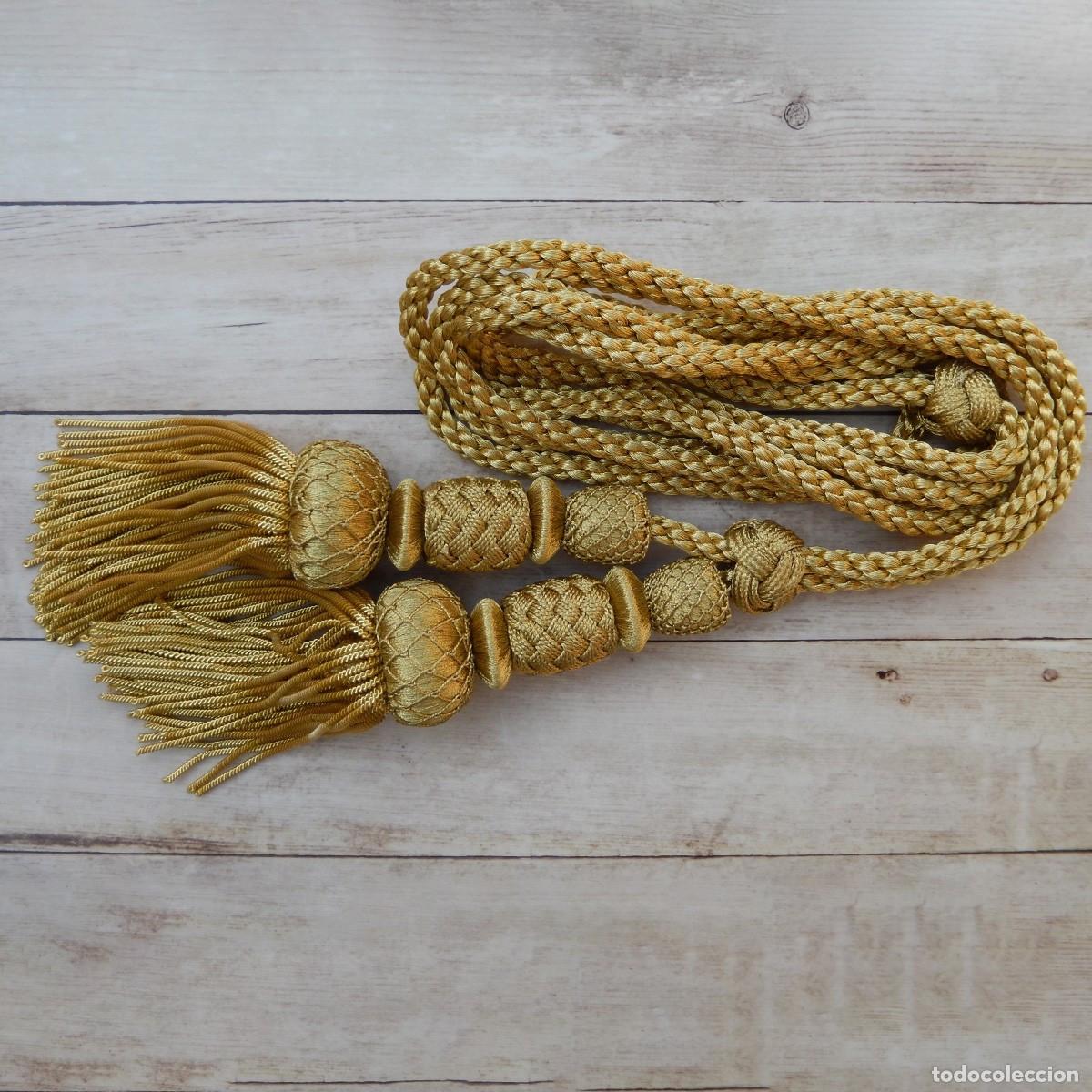 Artisanat: Cord&oacute;n de oro oscuro 3 m con borlas de oro oscuro de 21 cm con fleco de canutillo