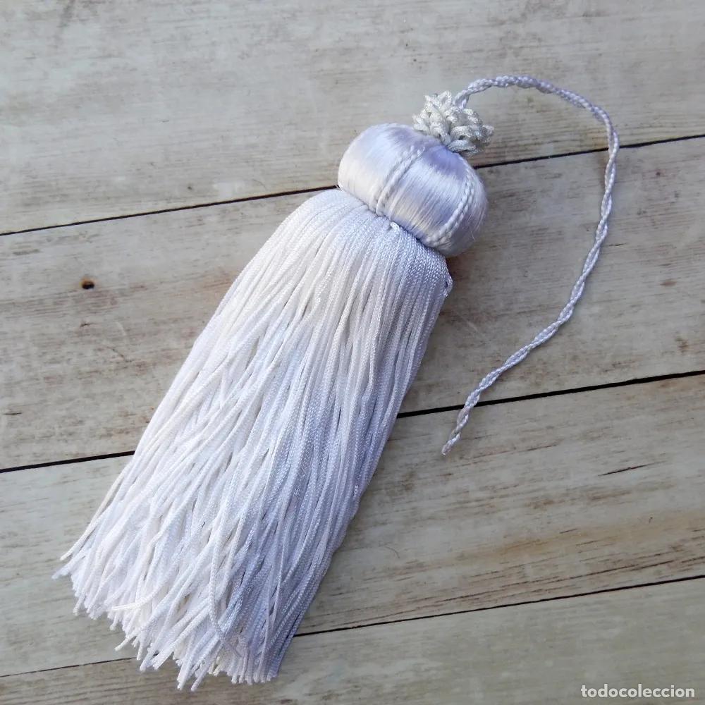 Artesan&iacute;a: Borla de seda blanca 18 cm - Foto 3