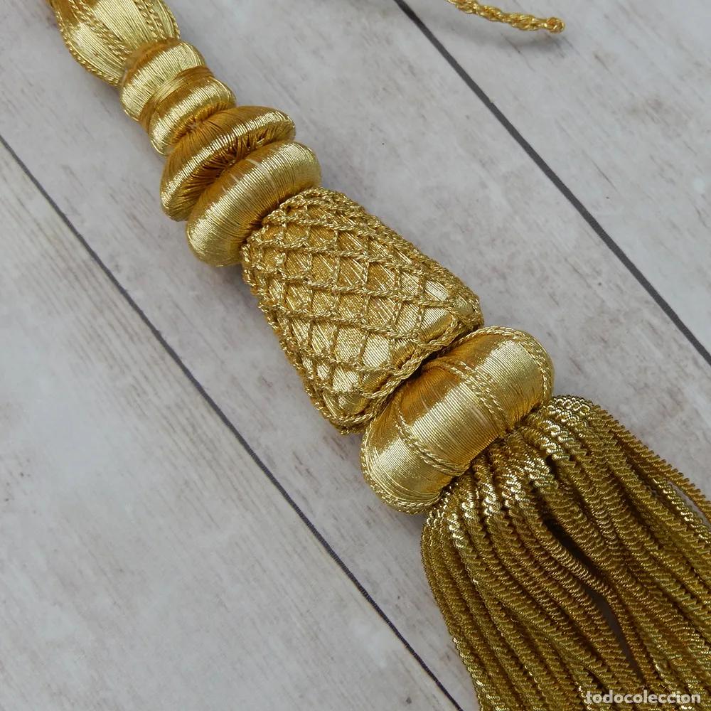 Artesan&iacute;a: Borlones de Oro con red y fleco 23 cm - Foto 2