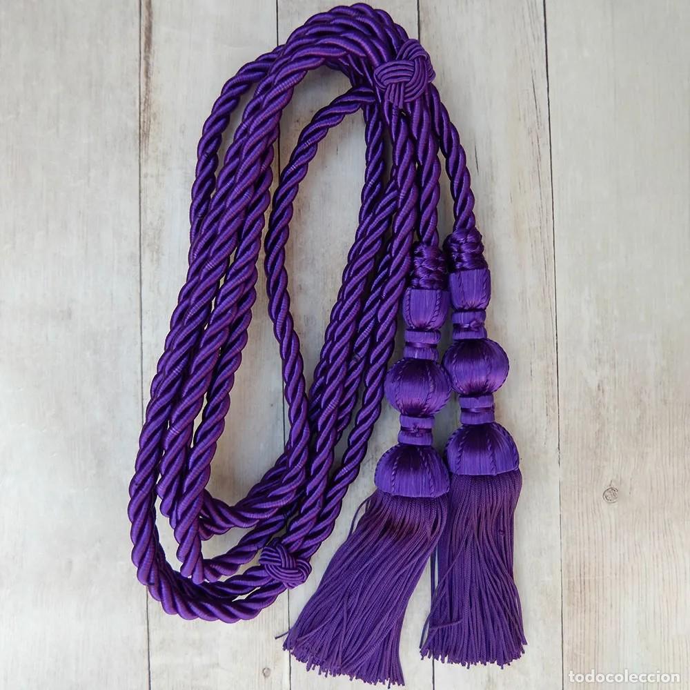 Handicraft: Cord&oacute;n Morado 3m con Borlas Moradas de Seda 18 cm