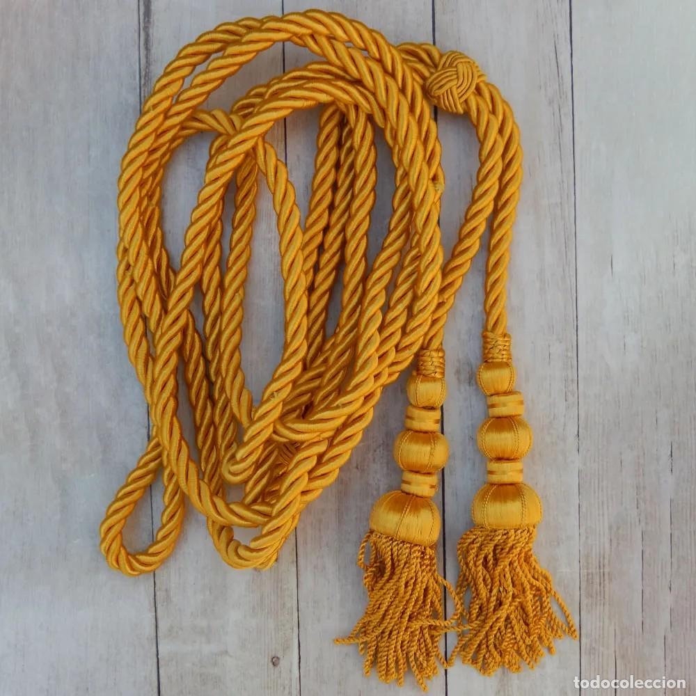 Handicraft: Cord&oacute;n Amarillo 3m con Borlas Amarillas de Seda y Fleco de Rapacejo 18 cm