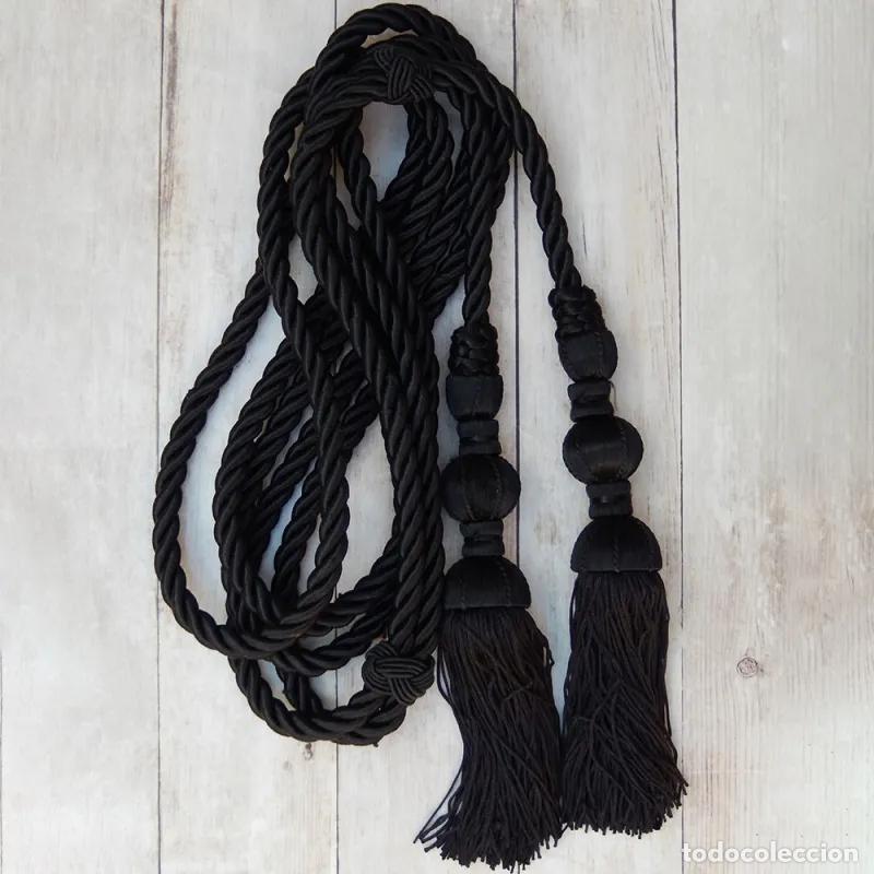 Handicraft: Cord&oacute;n Negro 3m con Borlas Negras de Seda 18 cm