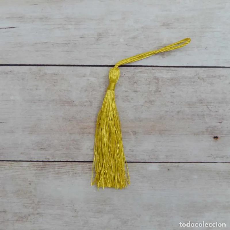 Artisanat: Borla de seda amarilla fina 9 cm