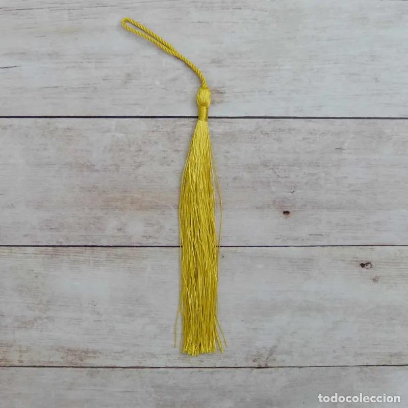 Artisanat: Borla de seda amarilla fina 14 cm