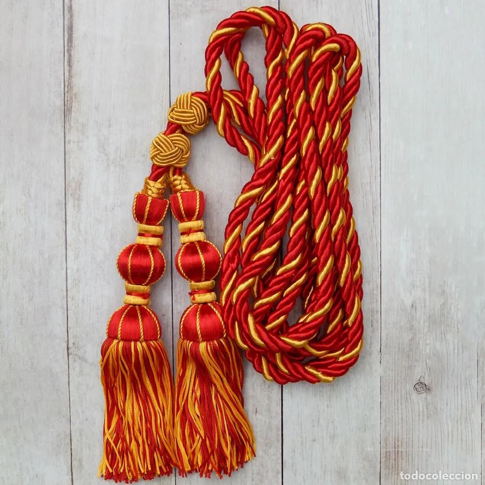 Artesan&iacute;a: Cord&oacute;n Rojo y Dorado de 3m con Borlas de Seda Rojas y Doradas de 18 cm