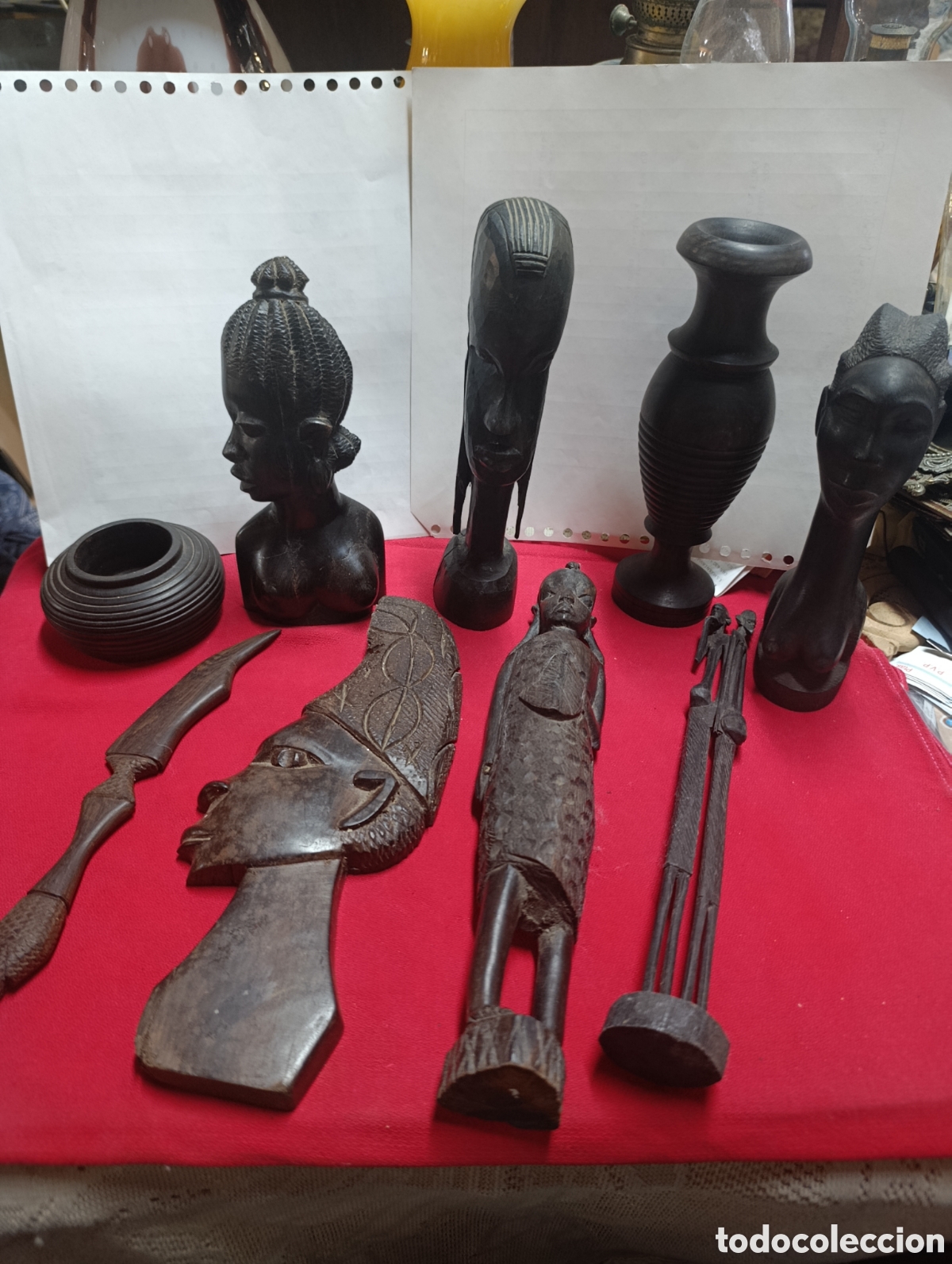 Artesan&iacute;a: Lote de 9 piezas arte tribal o arte africano o