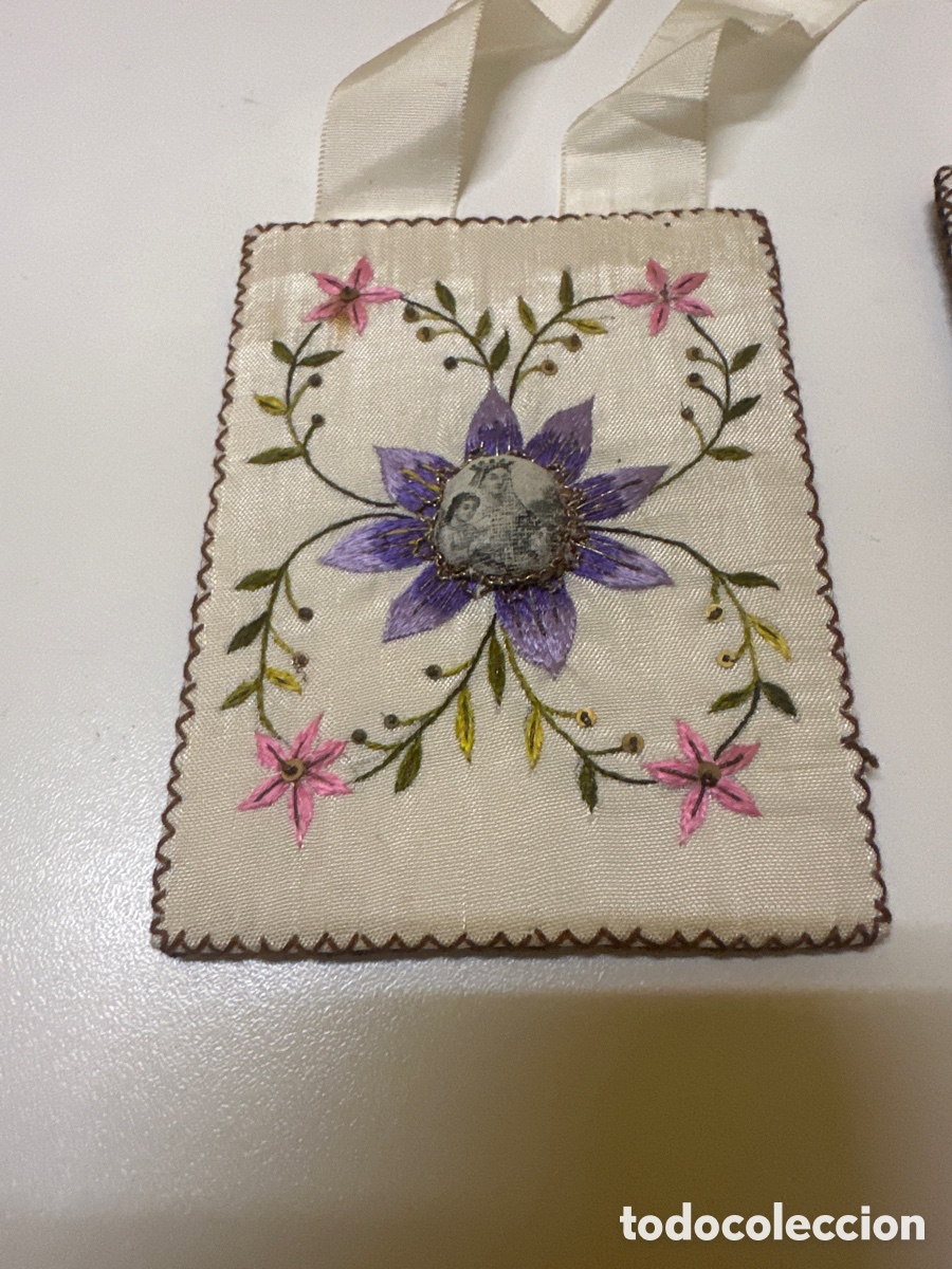 Artesan&iacute;a: Escapulario Antiguo Bordado a Mano - Foto 2
