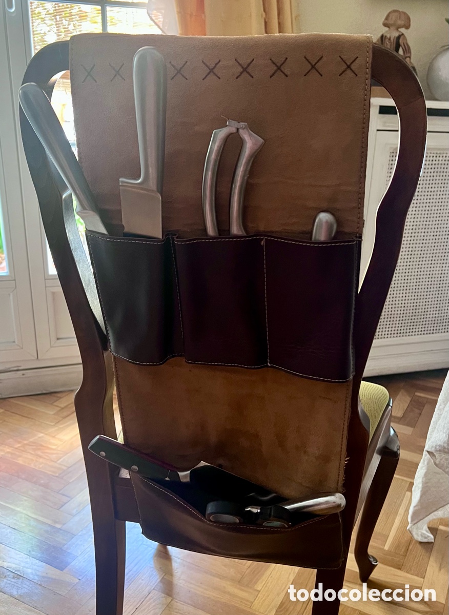 Artesan&iacute;a: Estuche Enrollable de Cuero Artesanal. Gran Tama&ntilde;o con bolsa: 100x28 cm