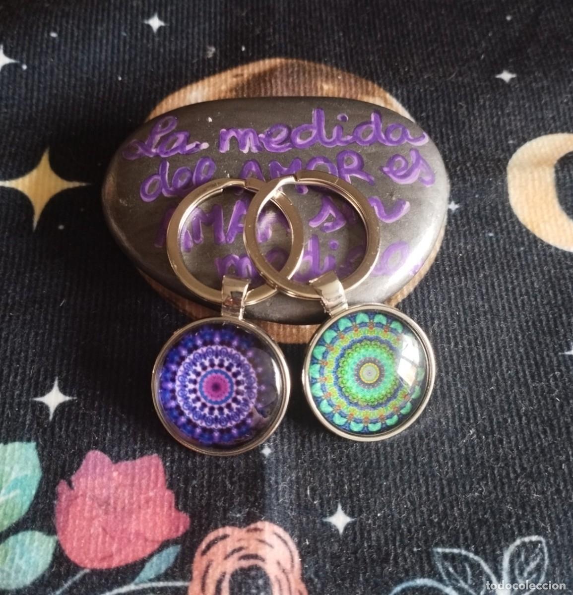Artesan&iacute;a: Llaveros mandala, colores lila y verde