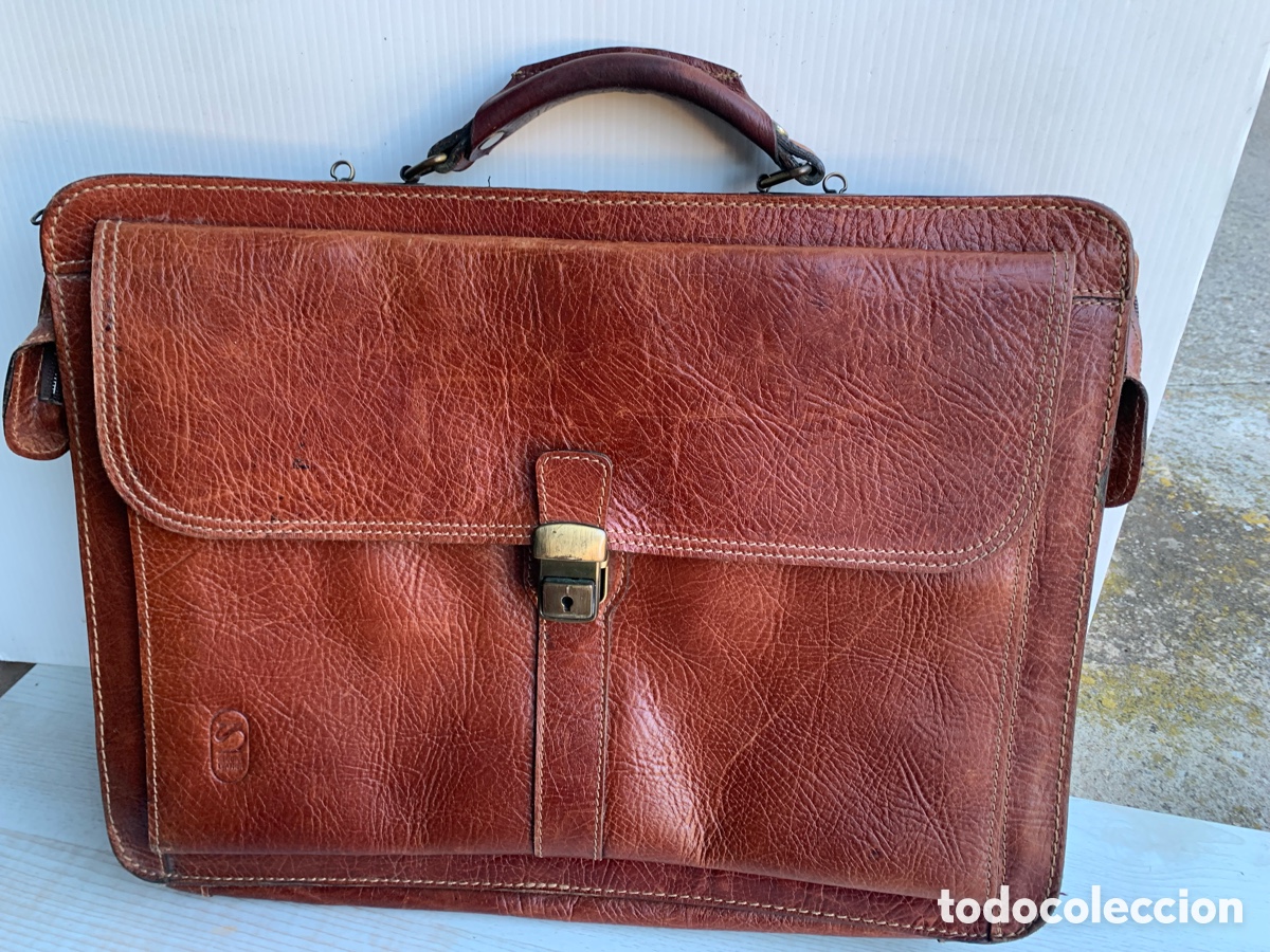 Artesan&iacute;a: Cartera maletin porta documentos de piel aut&egrave;ntica de abogado retirada
