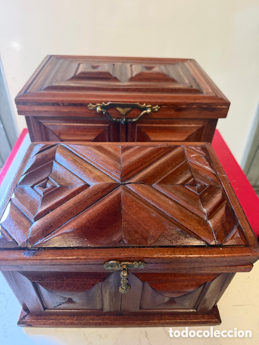 Artesan&iacute;a: Pareja de Cajas de Madera Tallada - Foto 1