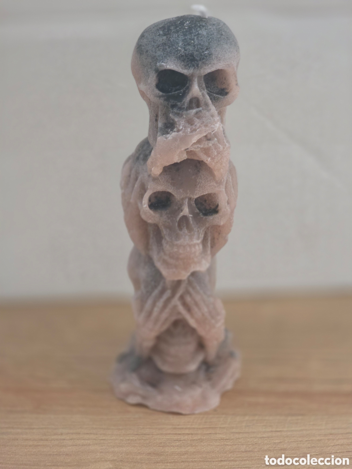 Artesan&iacute;a: Vela Torre 3 Calavera Gris Rosa
