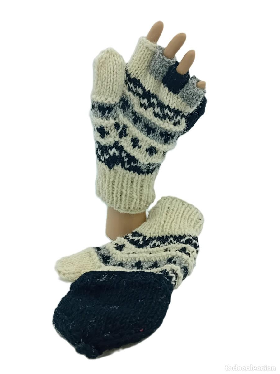 Artesan&iacute;a: Handmade Wool Convertible Mitten Gloves - Nordic Style Pattern
