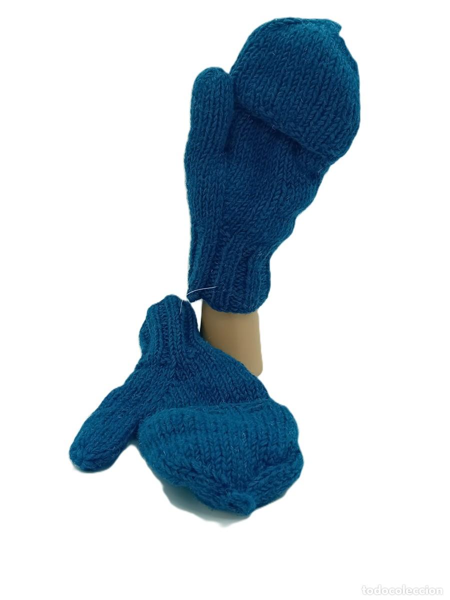 Artesan&iacute;a: Handmade Wool Convertible Mitten Gloves - Solid Teal Blue - Foto 1