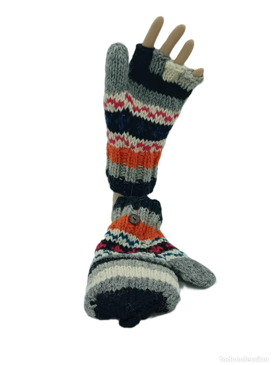 Artesan&iacute;a: Handmade Wool Convertible Mitten Gloves - Multi-Color Ethnic Boho Pattern - Foto 1