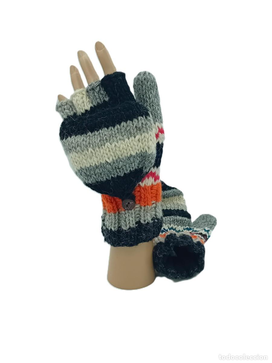 Artesan&iacute;a: Handmade Wool Convertible Mitten Gloves - Multi-Color Ethnic Boho Pattern - Foto 2