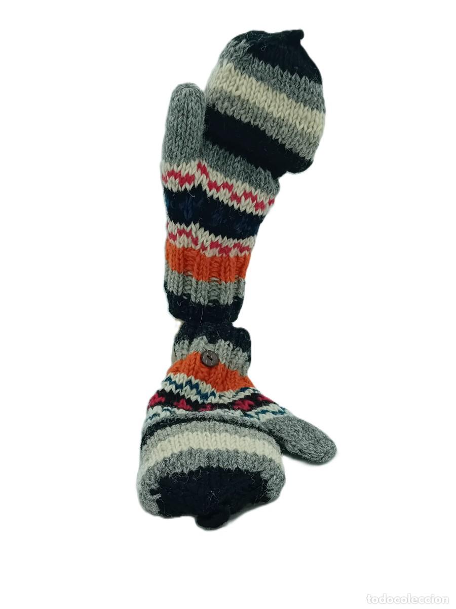 Artesan&iacute;a: Handmade Wool Convertible Mitten Gloves - Multi-Color Ethnic Boho Pattern - Foto 3