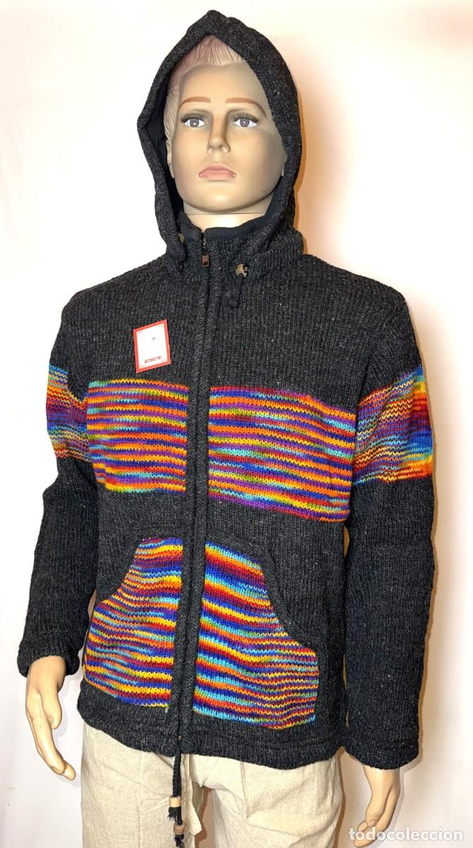 Artesan&iacute;a: Handmade Nepal Wool Hooded Jacket - Rainbow / Ethnic Boho Design (New with Tags)