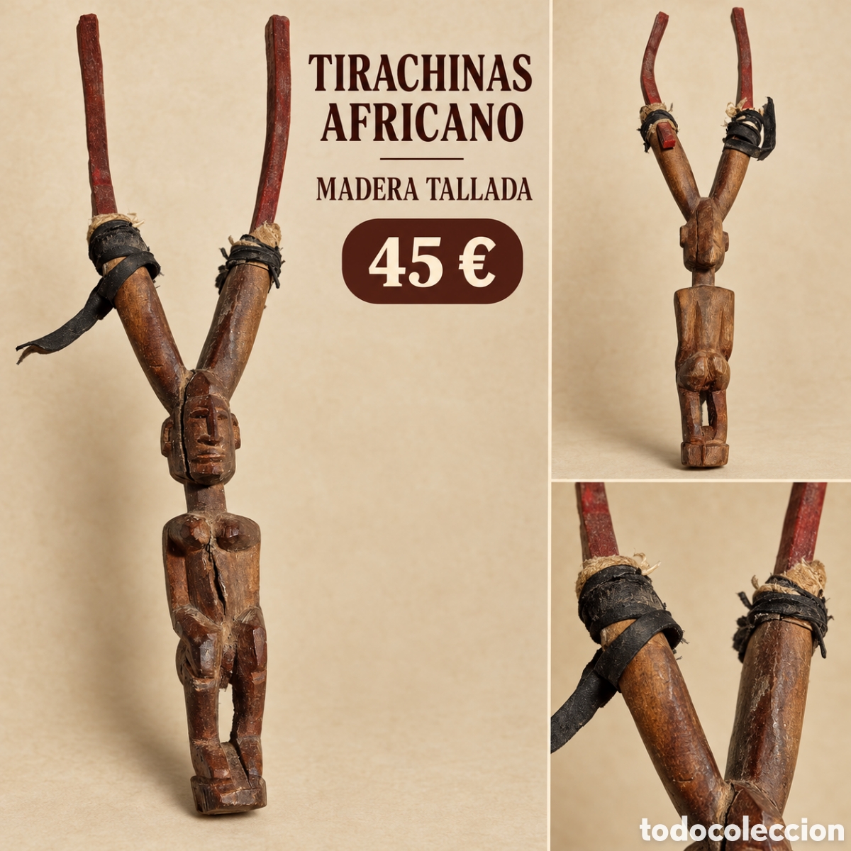 Artesan&iacute;a: Tirachinas antiguo tallado Africano