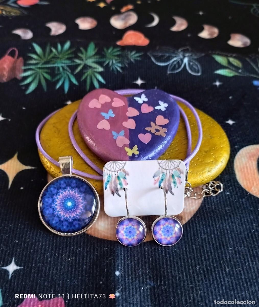 Artesan&iacute;a: Conjunto &rdquo;Mandala Lila&rdquo;, colgante y pendientes