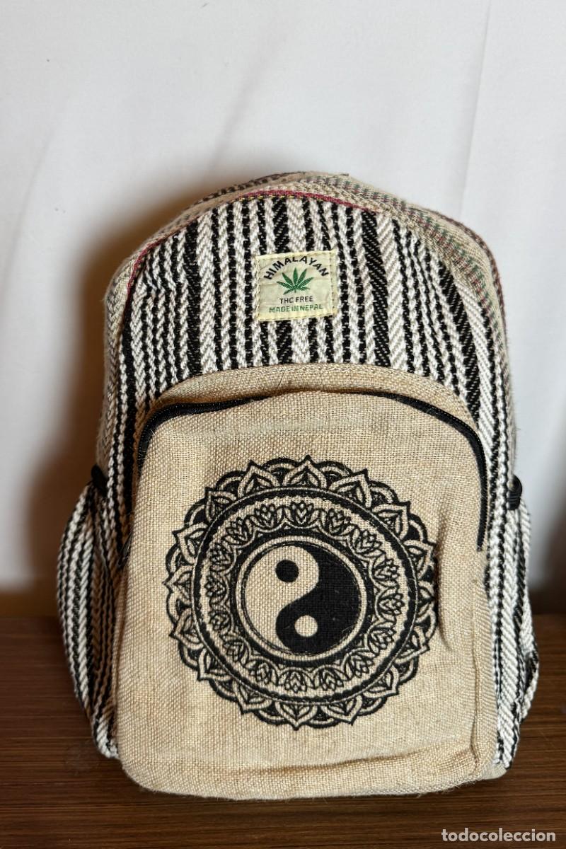 Artesan&iacute;a: Mochila Peque&ntilde;a de C&aacute;&ntilde;amo del Himalaya - Dise&ntilde;o Yin Yang y Mandala/Mini Himalayan Hemp Backpack