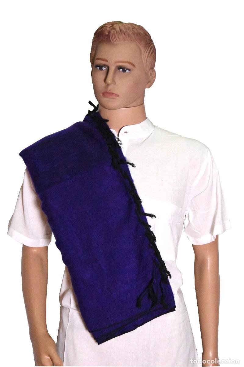 Artesan&iacute;a: Chal &Eacute;tnico de Lana de Yak Azul Purp&uacute;reo con Flecos | Handmade Purple Indigo Yak Wool Shawl(New)