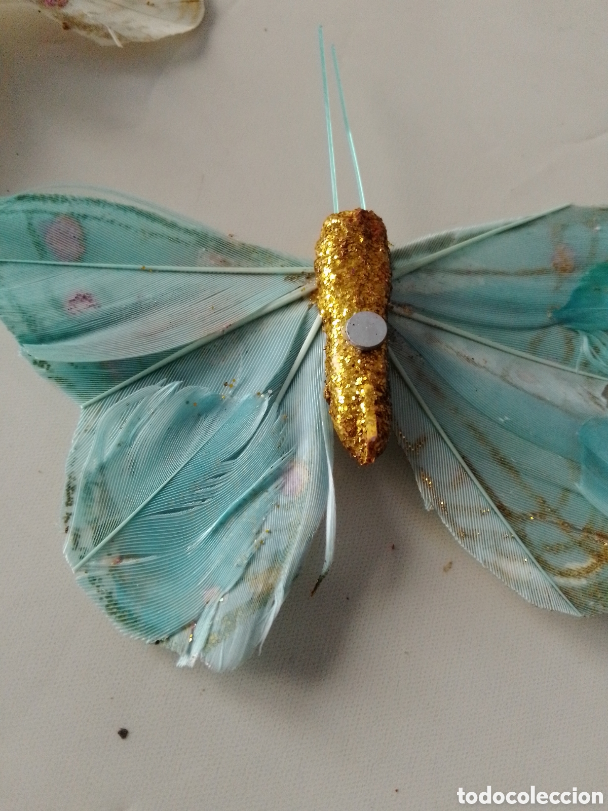 Artesan&iacute;a: Caja de mariposas con plumas de ave - Foto 2