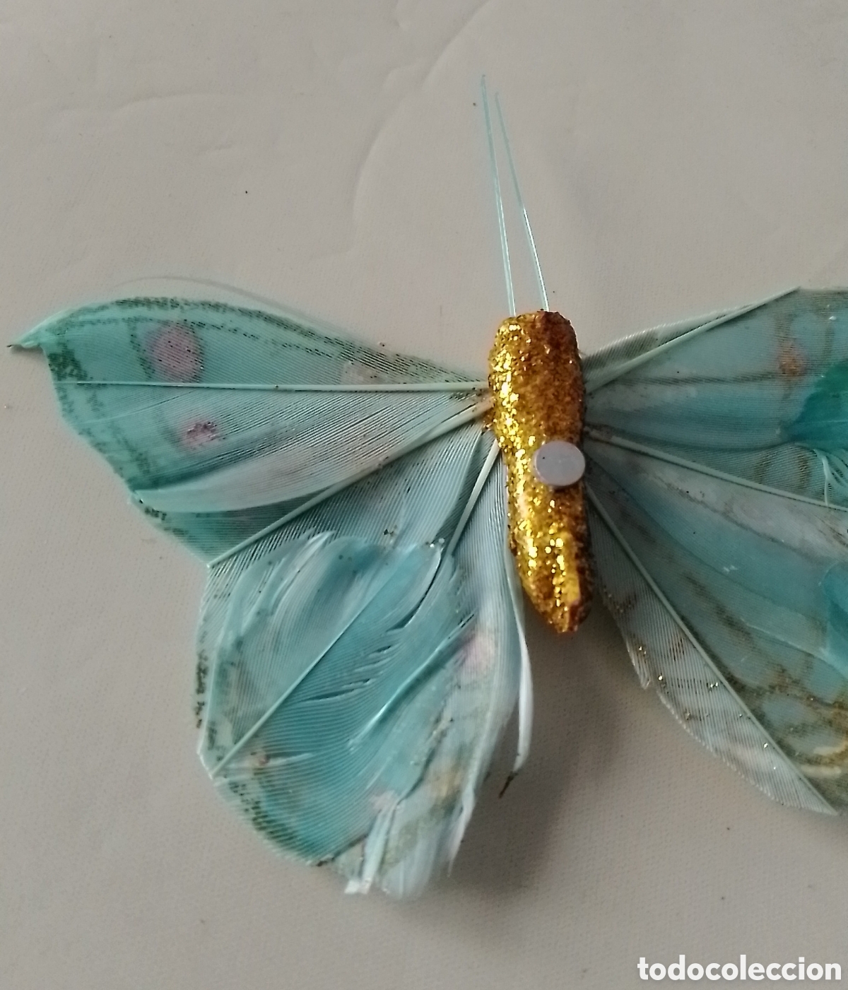 Artesan&iacute;a: Caja de mariposas con plumas de ave - Foto 4