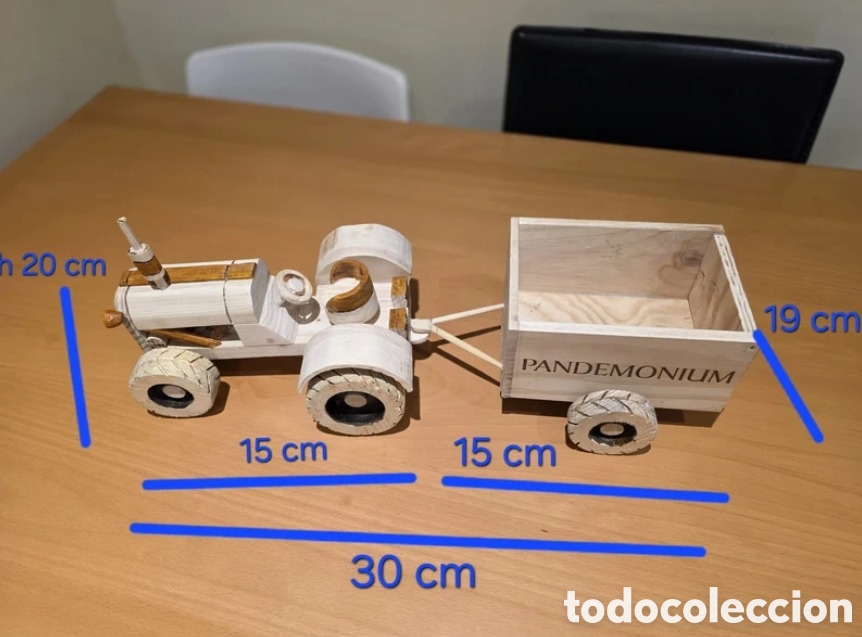 Artesan&iacute;a: Tractor con remolque artesanal de madera - Foto 7
