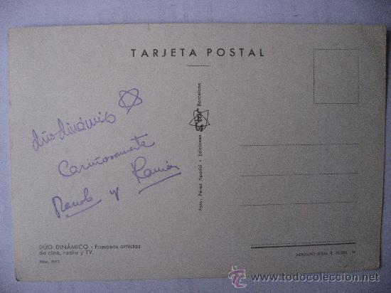 Aut&oacute;grafos antiguos de cantantes y m&uacute;sicos: POSTAL DEL DUO NINAMICO,CON AUTOGRAFO. - Foto 2