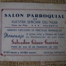 Autógrafos Antiguos de Cantantes y Músicos: AUTOGRAFO SALVADOR GINER GARCIA HOMENAJE.1951. VIRGEN DEL PILAR,VALENCIA.LA SEÑORITA PRIMAVERA