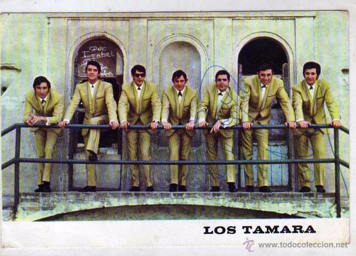 Aut&oacute;grafos antiguos de cantantes y m&uacute;sicos: Postal con aut&oacute;grafo de los Tamara - Foto 1