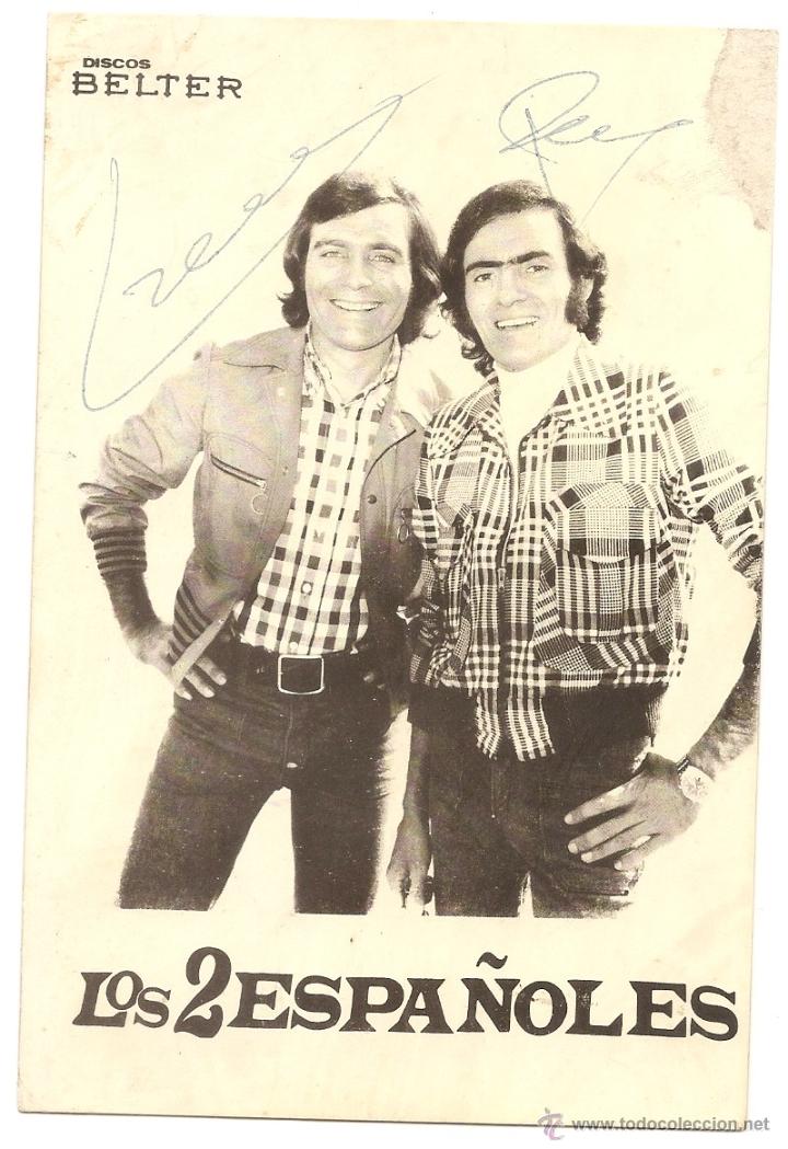 Aut&oacute;grafos antiguos de cantantes y m&uacute;sicos: Ficha con aut&oacute;grafo de Los 2 espa&ntilde;oles - Foto 1