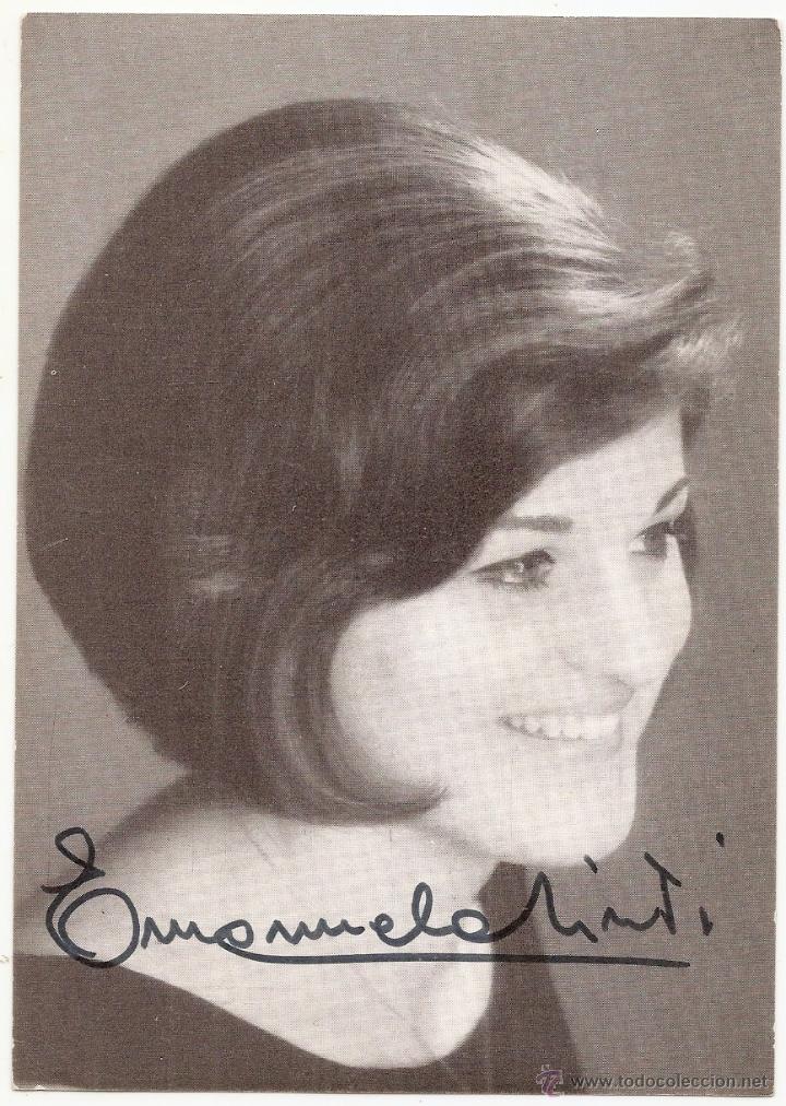 Aut&oacute;grafos antiguos de cantantes y m&uacute;sicos: Ficha con aut&oacute;grafo de Emanuela Tinti - Foto 1