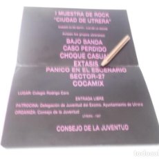 Autógrafos Antiguos de Cantantes y Músicos: DIFICIL CARTEL I MUESTRA DE ROCK CIUDAD DE UTRERA AÑO 1987 . DETRAS AUTOGRAFOS. Lote 117688323
