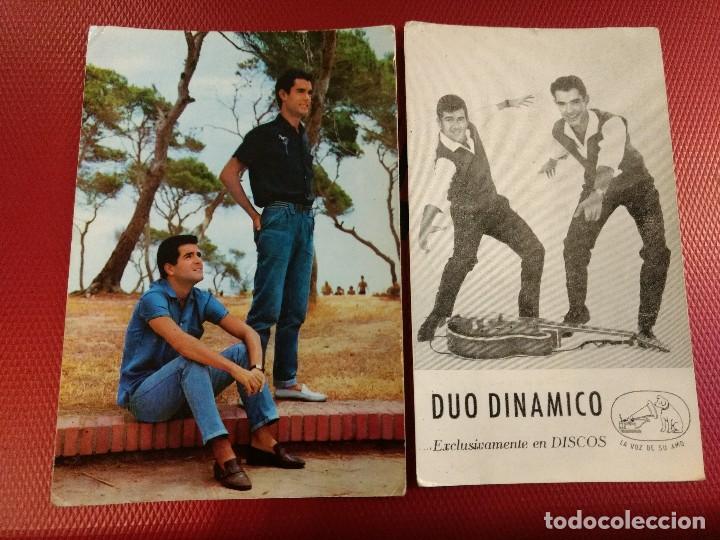Aut&oacute;grafos antiguos de cantantes y m&uacute;sicos: Dos postales originales del Duo din&aacute;mico. - Foto 1