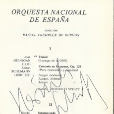 Autógrafos Antiguos de Cantantes y Músicos: FIRMA VICTOR MARTÍN VIOLINISTA Y HEINRICH SCHIFF SOLISTA. PROGRAMA TEATRO REAL 1978 MADRID. Lote 139611354
