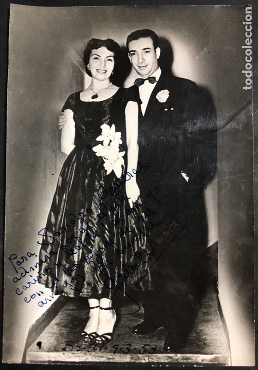 Aut&oacute;grafos antiguos de cantantes y m&uacute;sicos: Foto con aut&oacute;grafo y dedicatoria de David Moreno y Grisel Tesera - Foto 1