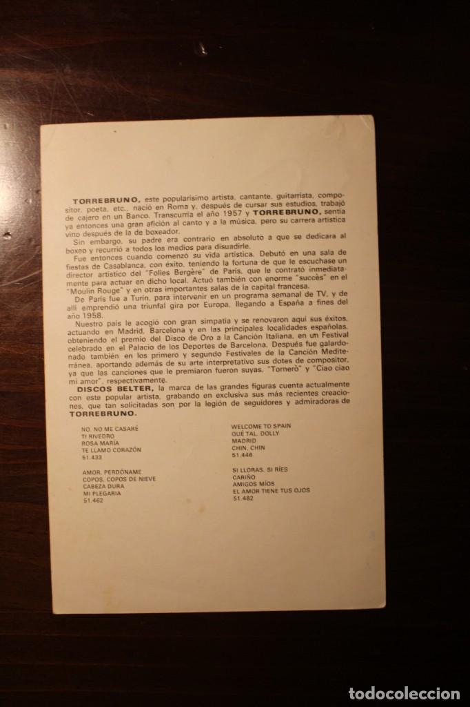 Aut&oacute;grafos antiguos de cantantes y m&uacute;sicos: Postal de Torrebruno. - Foto 2
