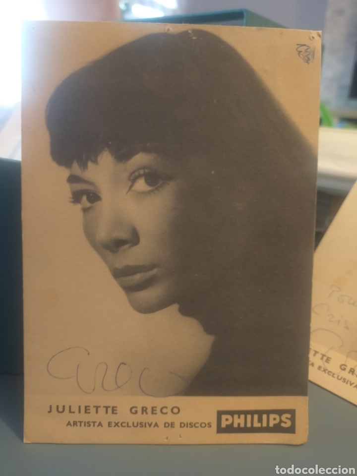 Aut&oacute;grafos antiguos de cantantes y m&uacute;sicos: Juliette Greco aut&oacute;grafo - Foto 1