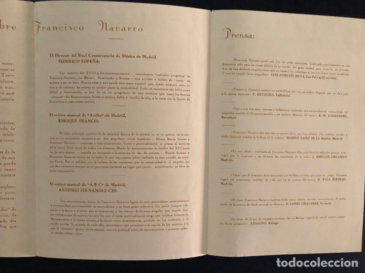 Aut&oacute;grafos antiguos de cantantes y m&uacute;sicos: Programa con aut&oacute;grafo del tenor Francisco Navarro 7 - Foto 3