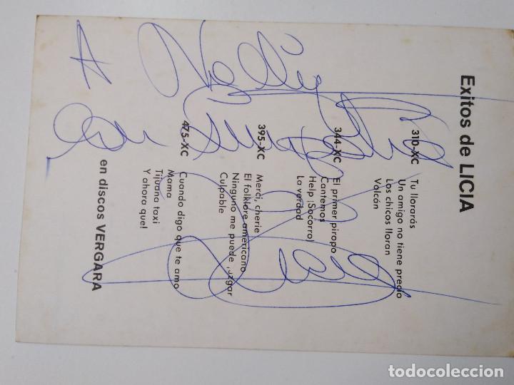 Aut&oacute;grafos antiguos de cantantes y m&uacute;sicos: Exitos de Licia. - Foto 2