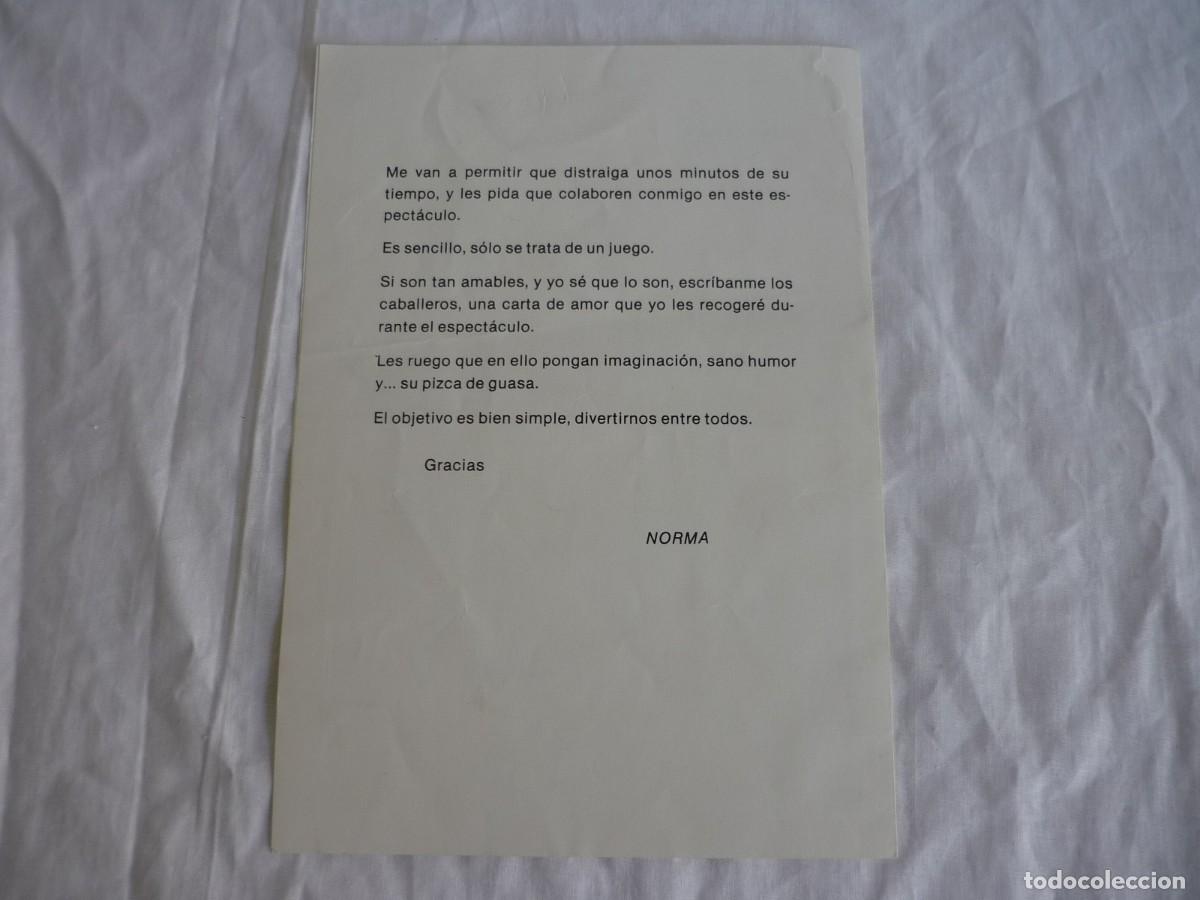 Aut&oacute;grafos antiguos de cantantes y m&uacute;sicos: D&iacute;ptico espect&aacute;culo Norma Duval aut&oacute;grafo y dedicatoria - Foto 4
