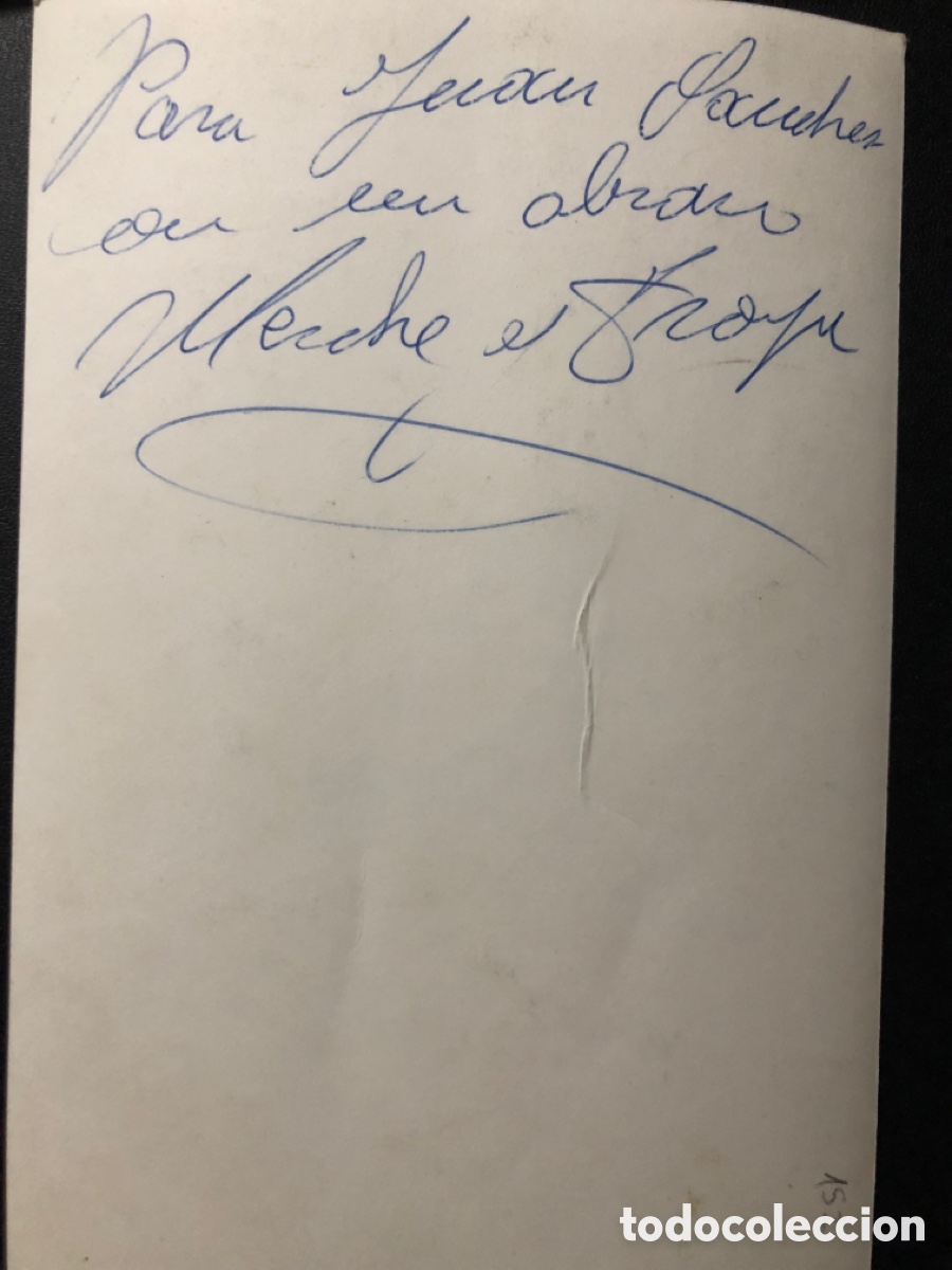 Aut&oacute;grafos antiguos de cantantes y m&uacute;sicos: Foto con dedicatoria y aut&oacute;grafo de d&uacute;o c&oacute;mico - Foto 2