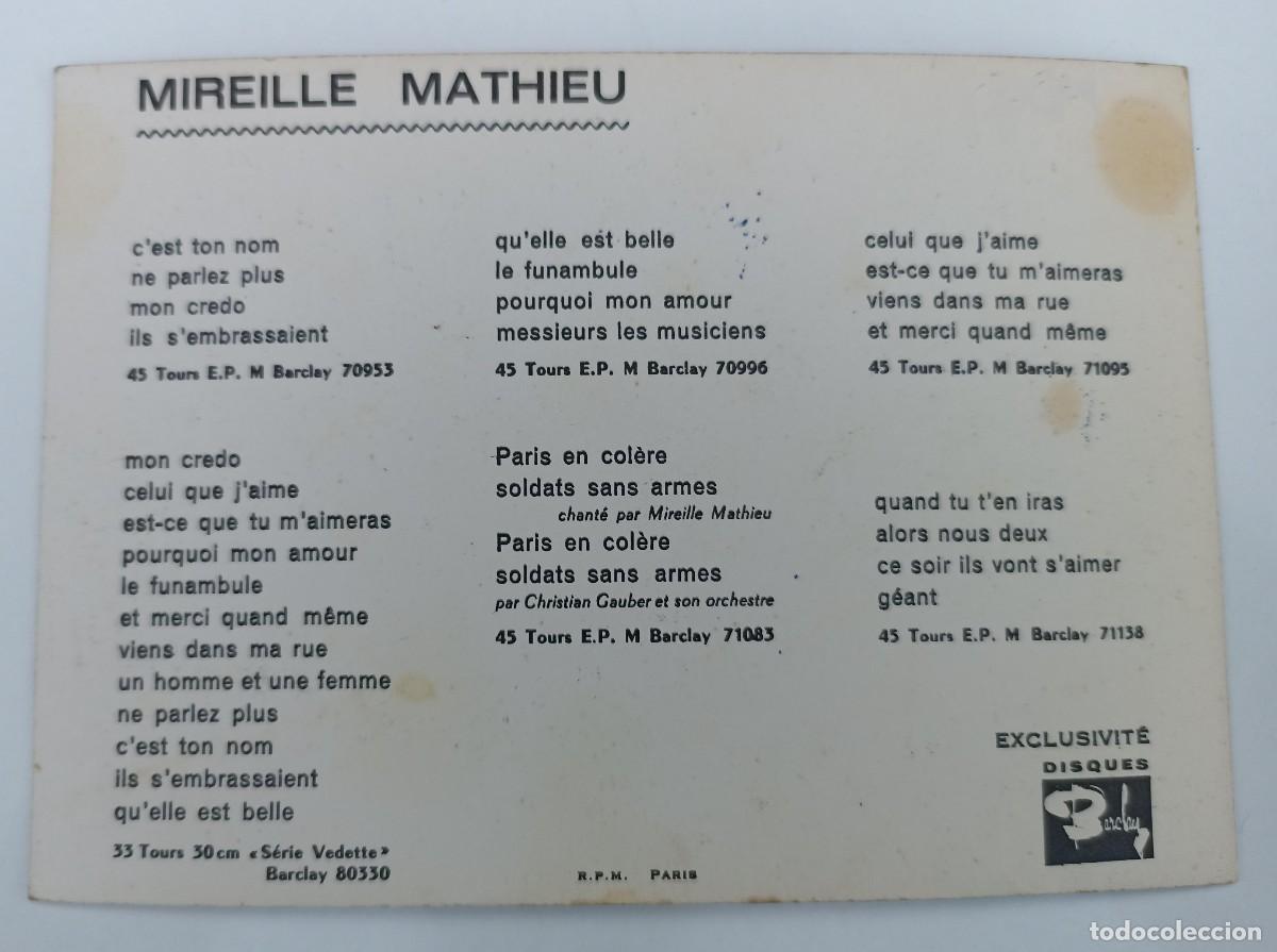 Aut&oacute;grafos antiguos de cantantes y m&uacute;sicos: Aut&oacute;grafo Mireille Mathieu - Foto 2